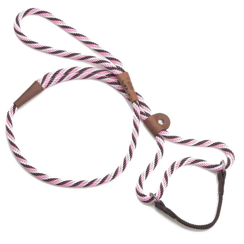 MENDOTA DOG WALKER - MARTINGALE LEASH - Made in the USA Length 3/8in x 6ft(10mm x 1.8m) - Twist - Pink Chocolate - Pet