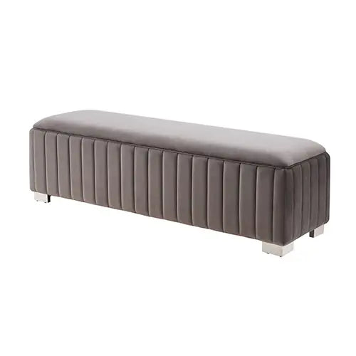 Mercer Bench Chair Fabric Padded Upholstered Seat Polished Stainless Steel Feet - Furniture > Bar Stools & Chairs > Arm