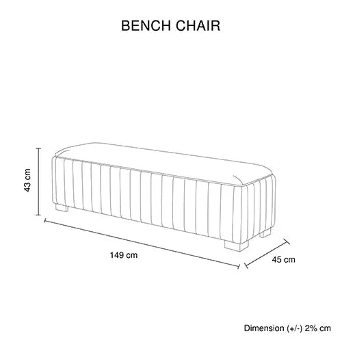 Mercer Bench Chair Fabric Padded Upholstered Seat Polished Stainless Steel Feet - Furniture > Bar Stools & Chairs > Arm