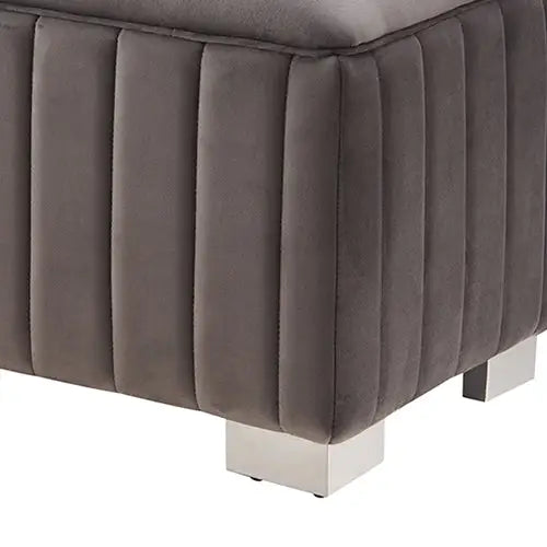 Mercer Bench Chair Fabric Padded Upholstered Seat Polished Stainless Steel Feet - Furniture > Bar Stools & Chairs > Arm
