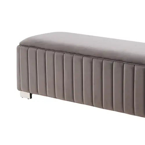 Mercer Bench Chair Fabric Padded Upholstered Seat Polished Stainless Steel Feet - Furniture > Bar Stools & Chairs > Arm