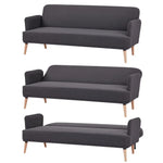 Merlin 3 Seater Sofa Futon Bed Fabric Lounge Couch - Charcoal - Furniture > Sofas