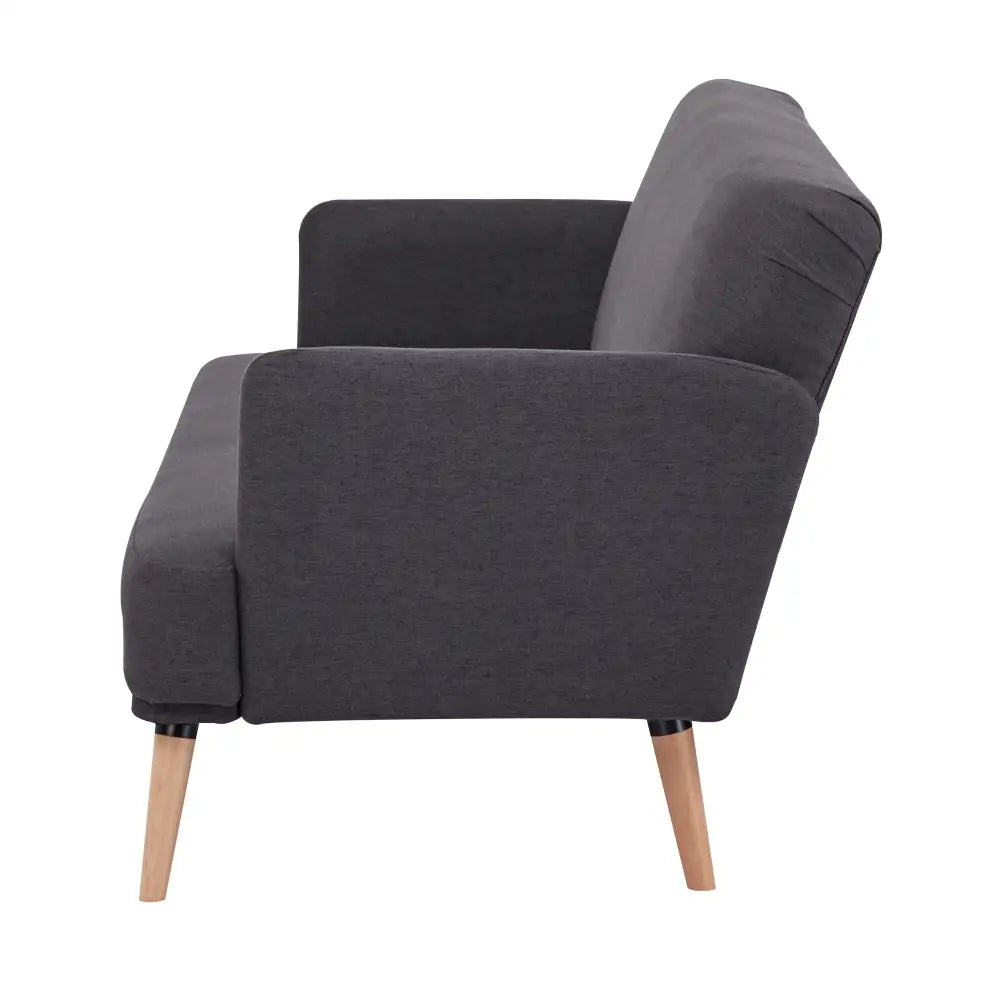Merlin 3 Seater Sofa Futon Bed Fabric Lounge Couch - Charcoal - Furniture > Sofas