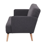 Merlin 3 Seater Sofa Futon Bed Fabric Lounge Couch - Charcoal - Furniture > Sofas