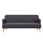 Merlin 3 Seater Sofa Futon Bed Fabric Lounge Couch - Charcoal - Furniture > Sofas