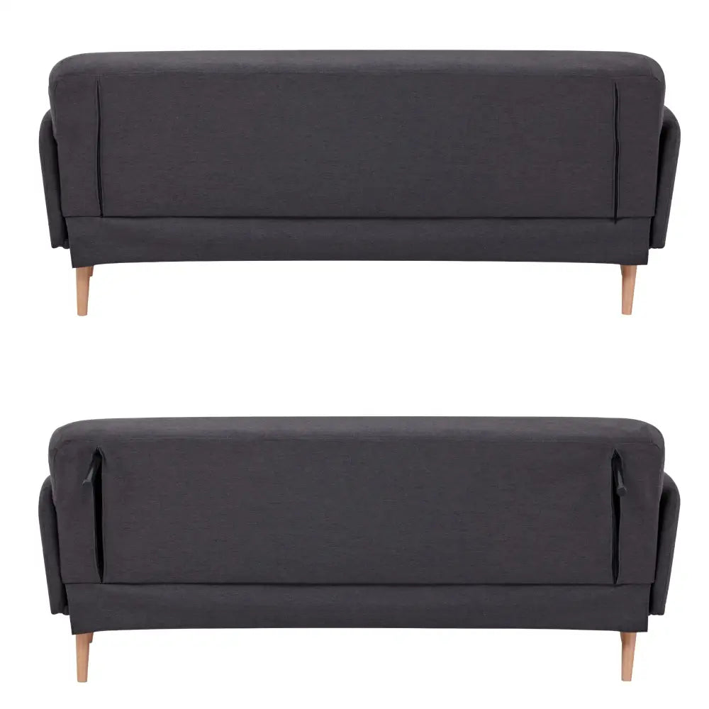 Merlin 3 Seater Sofa Futon Bed Fabric Lounge Couch - Charcoal - Furniture > Sofas