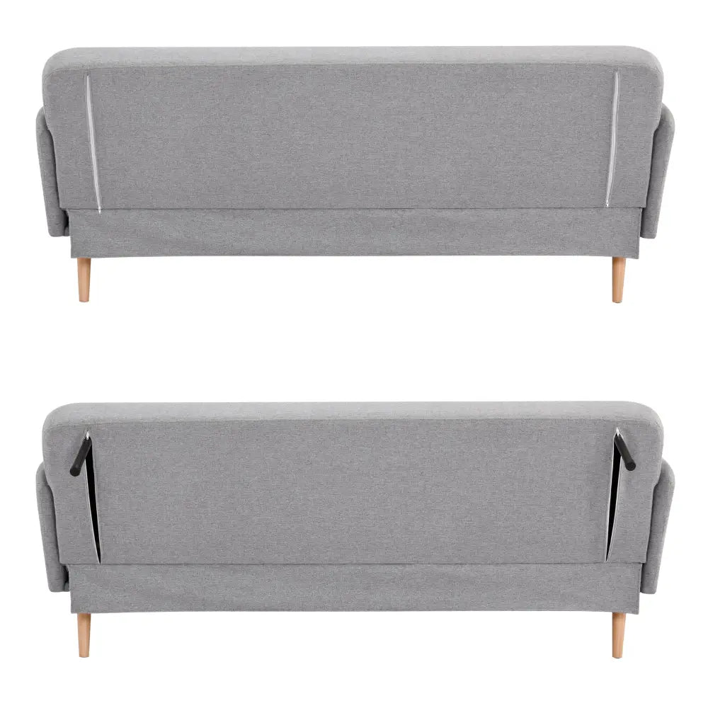 Merlin 3 Seater Sofa Futon Bed Fabric Lounge Couch - Grey - Furniture > Sofas