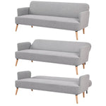 Merlin 3 Seater Sofa Futon Bed Fabric Lounge Couch - Grey - Furniture > Sofas