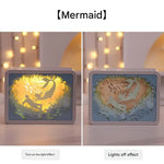 Mermaid 3D Paper Carving Night Light - USB Or Battery Powered Decorative Bedside Lamp | Atmosphere Lamp for Bedroom