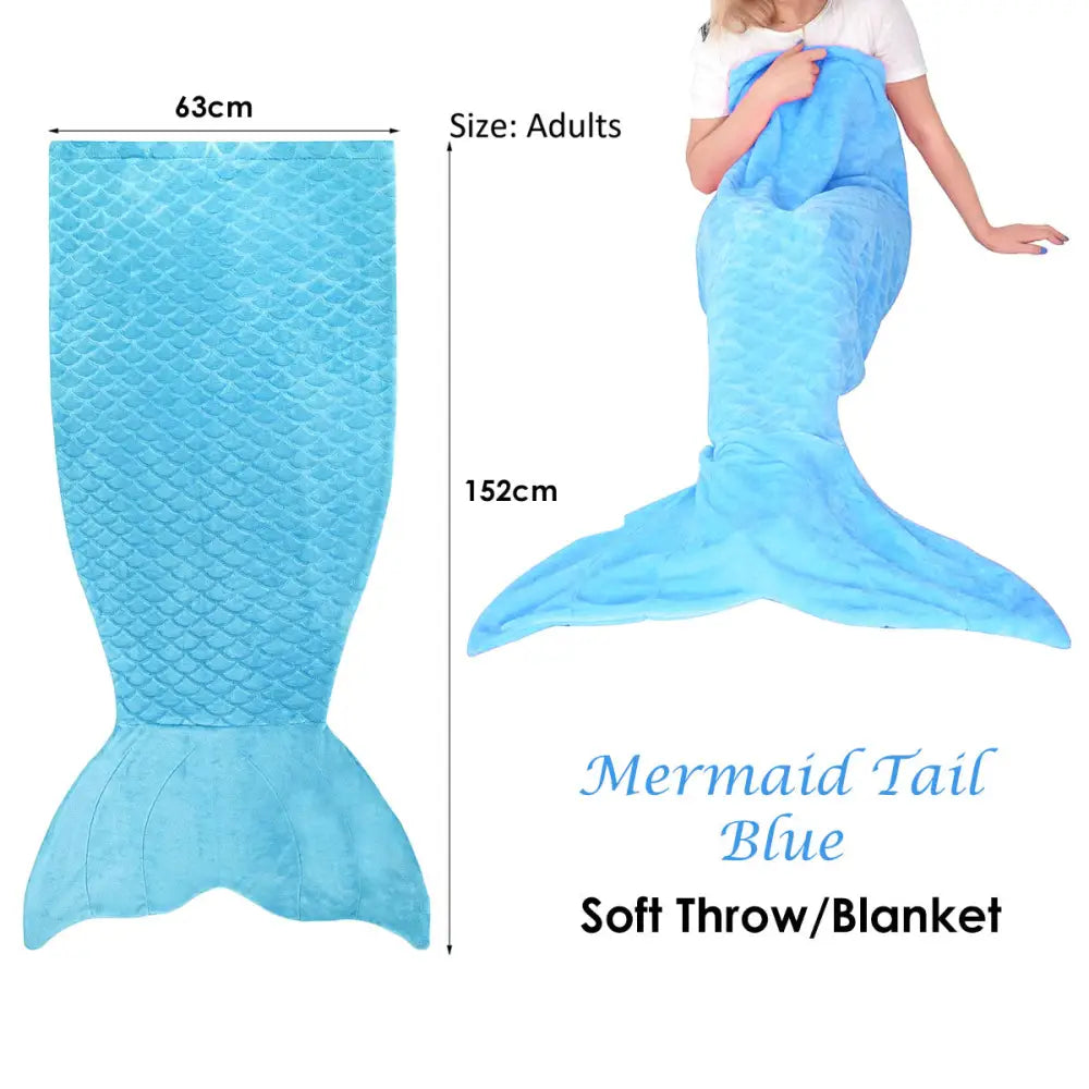 Mermaid Tail Blue Soft Blanket Throw - Home & Garden > Bedding