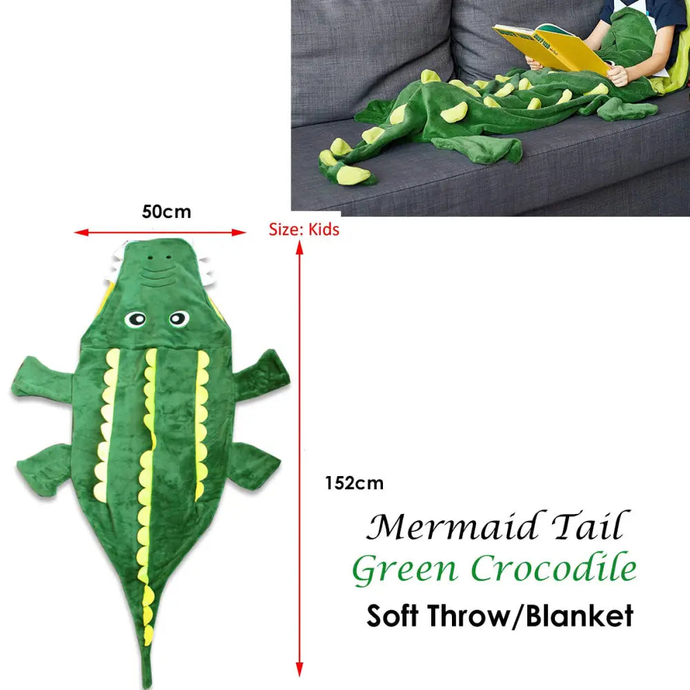 Mermaid Tail Crocodile Green Soft Blanket Throw - Home & Garden > Bedding