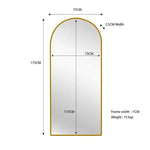 Metal Arch Mirror 80cm x 170cm - Gold - Home & Garden > Decor
