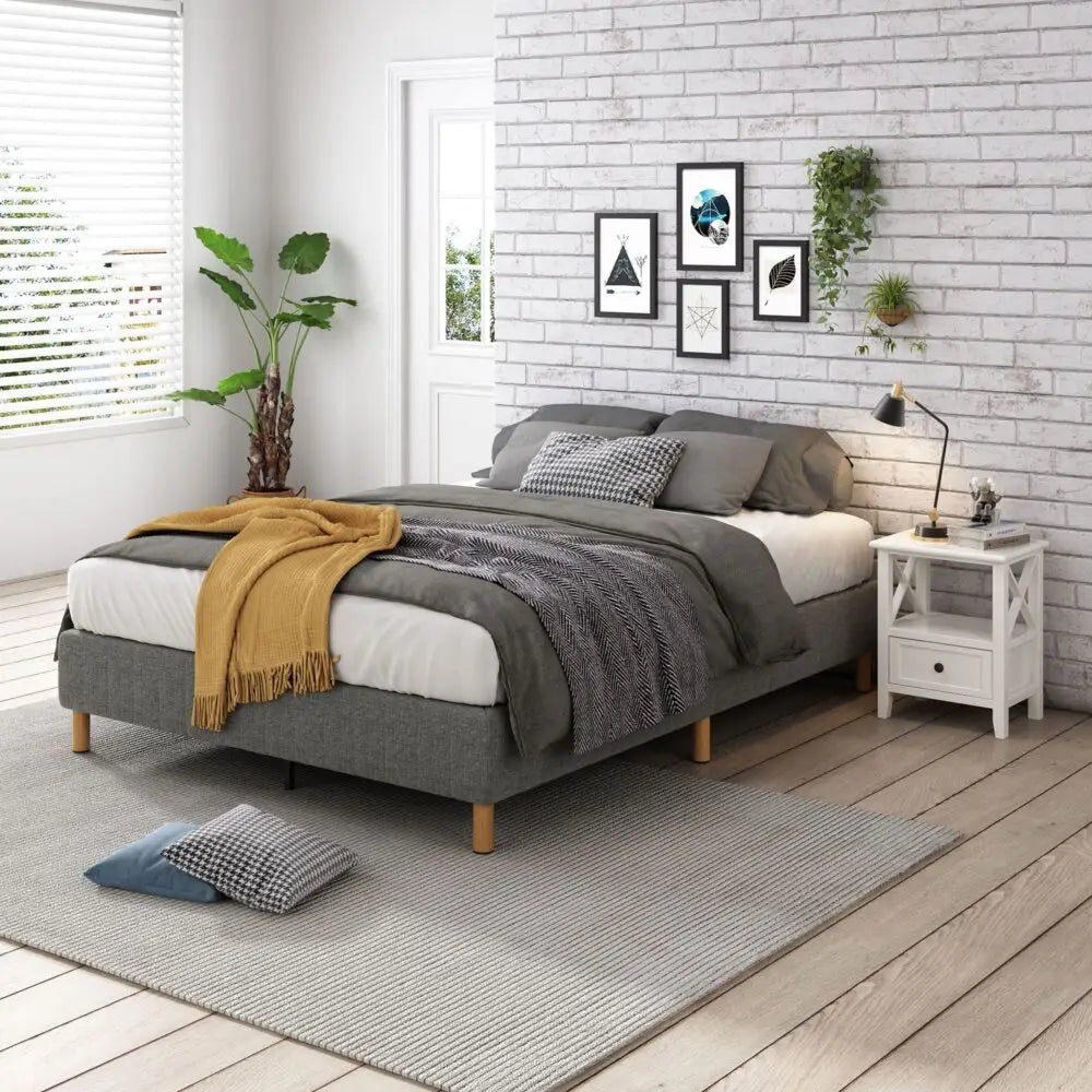 Metal Bedframe Mattress Foundation (Dark Grey) – Double - Furniture > Bedroom