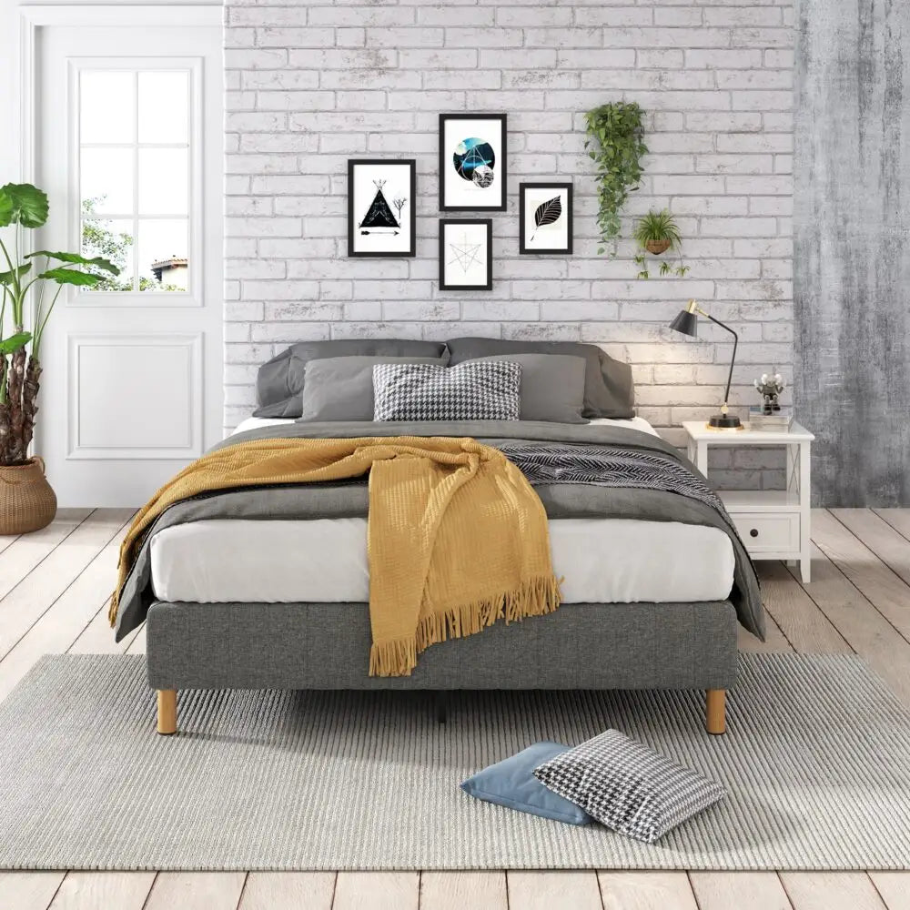 Metal Bedframe Mattress Foundation (Dark Grey) – Double - Furniture > Bedroom