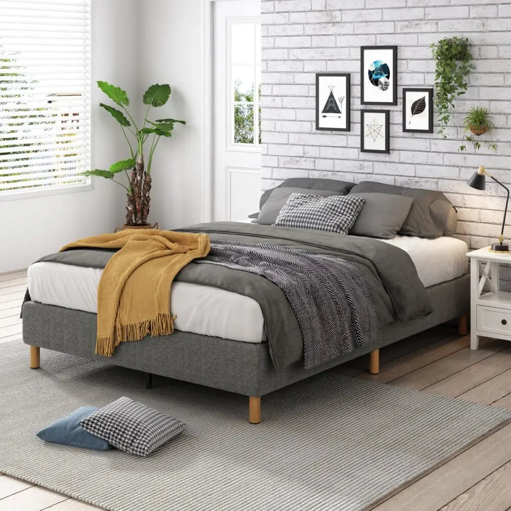 Metal Bedframe Mattress Foundation (Dark Grey) – King - Furniture > Bedroom