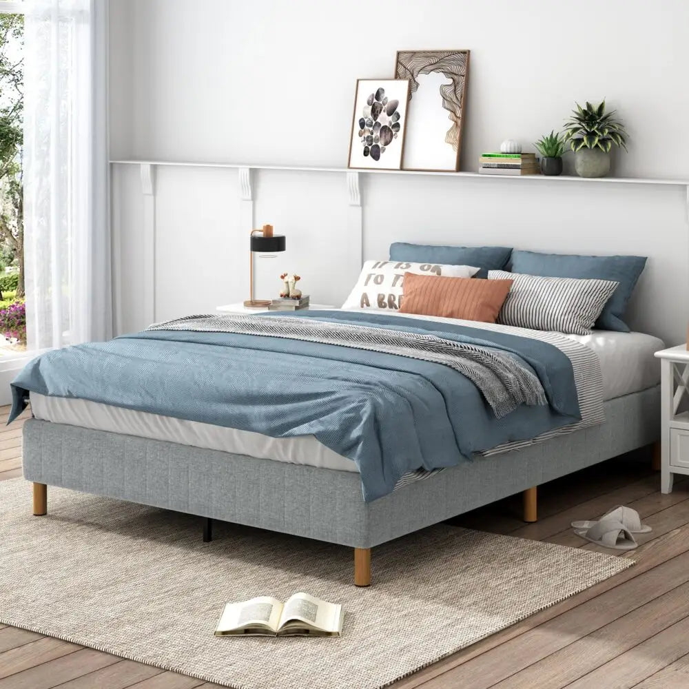 Metal Bedframe Mattress Foundation (Light Grey) – Single - Furniture > Bedroom