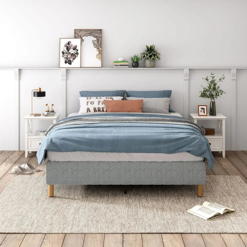 Metal Bedframe Mattress Foundation (Light Grey) – Single - Furniture > Bedroom
