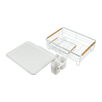 Metal Dish Drying Rack Drainboard Holder Tray Kitchen Plates Cutlery Wood Handle - Home & Garden > Kitchenware