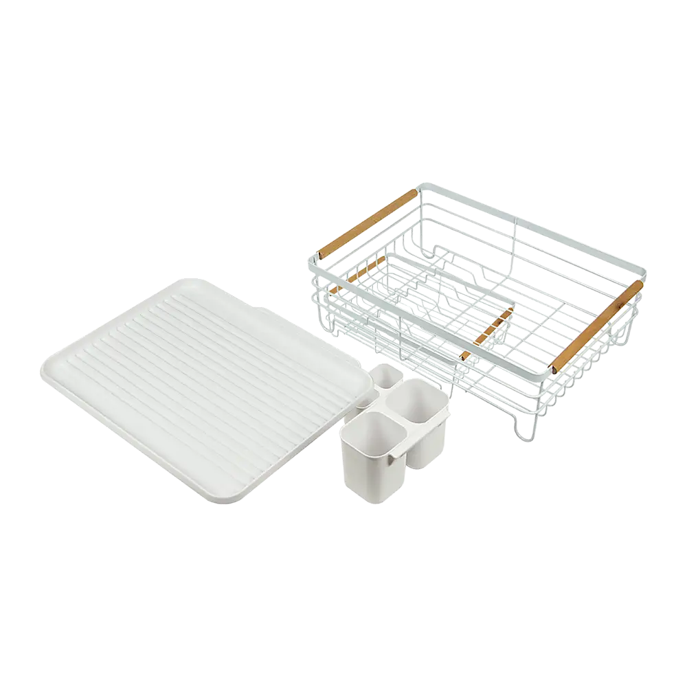 Metal Dish Drying Rack Drainboard Holder Tray Kitchen Plates Cutlery Wood Handle - Home & Garden > Kitchenware