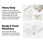 Metal Dish Drying Rack Drainboard Holder Tray Kitchen Plates Cutlery Wood Handle - Home & Garden > Kitchenware