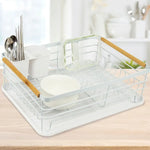 Metal Dish Drying Rack Drainboard Holder Tray Kitchen Plates Cutlery Wood Handle - Home & Garden > Kitchenware