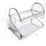 Metal Dish Drying Rack Kitchen-2-Tier with Drain Board - Home & Garden > Kitchenware