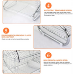 Metal Dish Drying Rack Kitchen-2-Tier with Drain Board - Home & Garden > Kitchenware