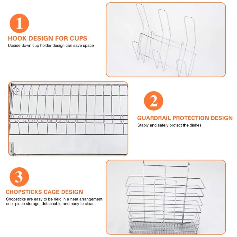 Metal Dish Drying Rack Kitchen-2-Tier with Drain Board - Home & Garden > Kitchenware