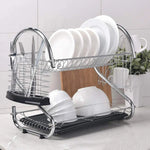 Metal Dish Drying Rack Kitchen-2-Tier with Drain Board - Home & Garden > Kitchenware