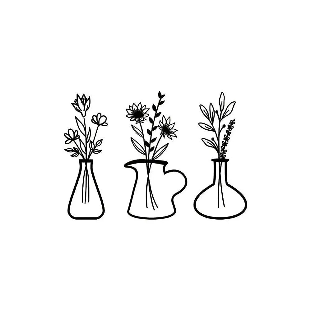 Metal Iron Flower Vase Wall Art Decoration - Home & Garden > Wall Art