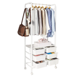 Metal Open Wardrobe Modern Storage Tall Clothes Drawers Hanger Coat Rack - Furniture > Office