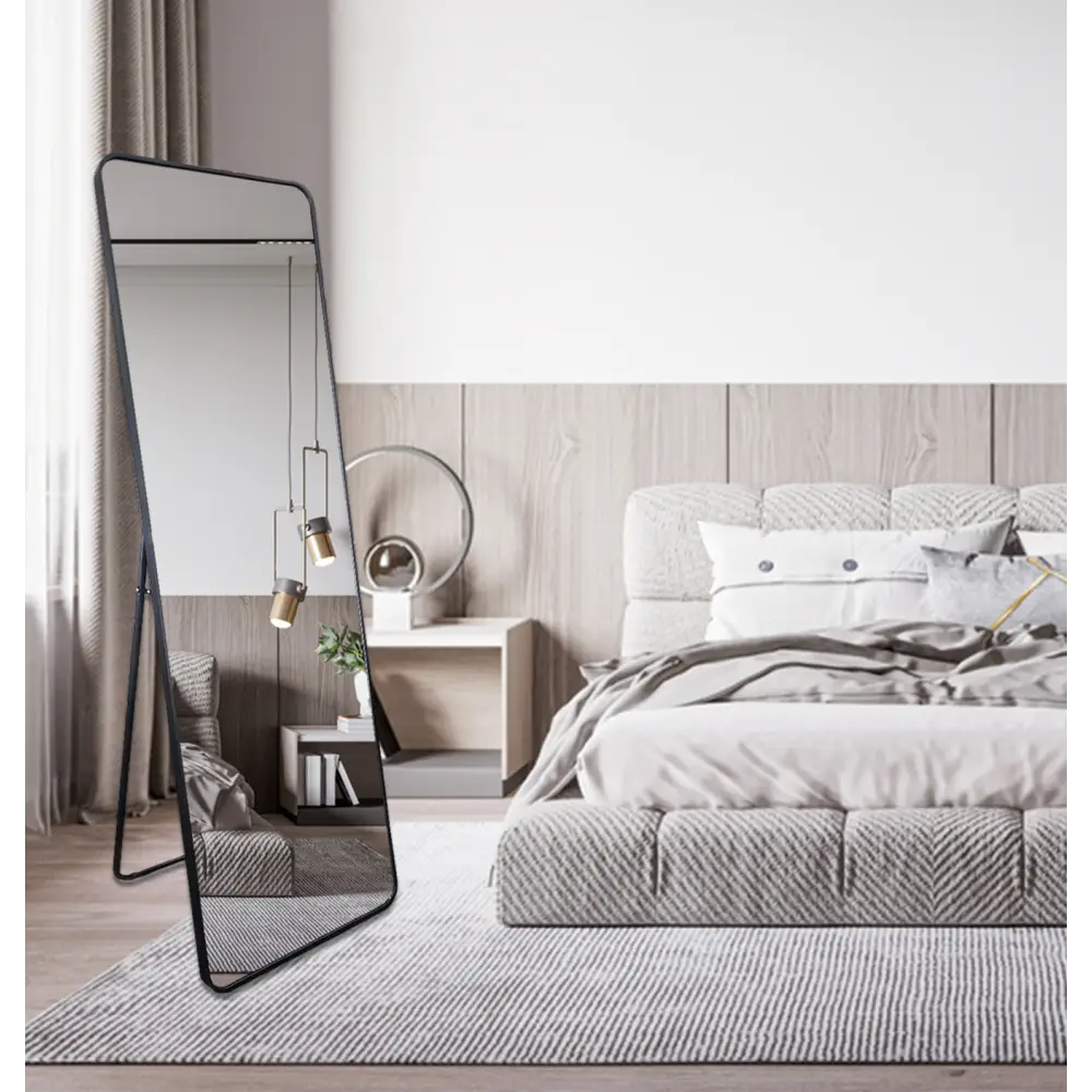 Metal Rectangle Black Free Standing Mirror - 50cm x 170cm - Home & Garden > Decor > Mirrors