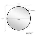 Metal Round Mirror 100cm - Black - Home & Garden > Decor