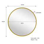 Metal Round Mirror 100cm - Gold - Home & Garden > Decor