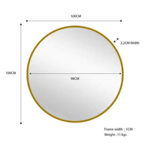 Metal Round Mirror 100cm - Gold - Home & Garden > Decor