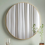 Metal Round Mirror 100cm - Gold - Home & Garden > Decor
