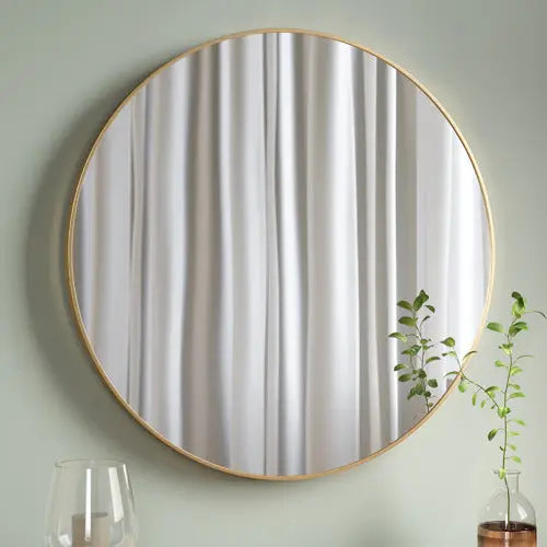 Metal Round Mirror 100cm - Gold - Home & Garden > Decor