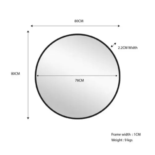 Metal Round Mirror 80cm - Black - Home & Garden > Decor