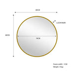Metal Round Mirror 80cm - Gold - Home & Garden > Decor