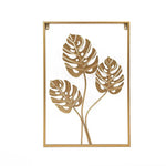 Metal Wall Picture with Leaves 40 x 60 cm Golden Decoration - Home & Garden > Wall Art