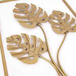 Metal Wall Picture with Leaves 40 x 60 cm Golden Decoration - Home & Garden > Wall Art