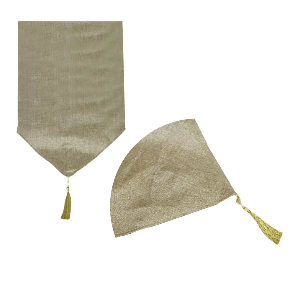 Metallic Texture Table Runner with Tassel 33 x 180 cm Gold - Home & Garden > Kitchenware
