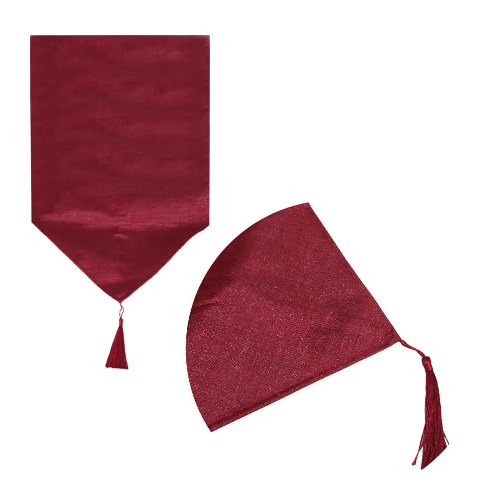 Metallic Texture Table Runner with Tassel 33 x 180 cm Red - Home & Garden > Kitchenware