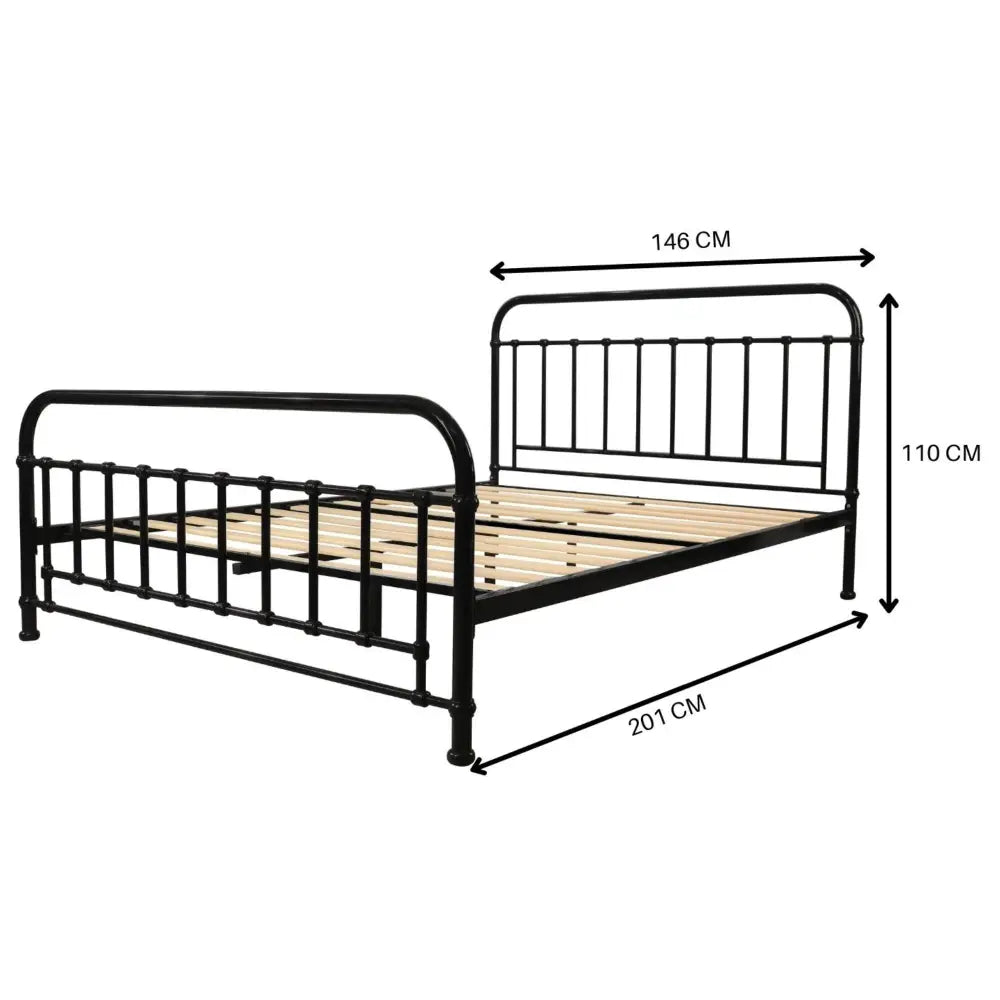 Metallica Double Bed Size Metal Frame Platform Mattress Base - Black - Furniture > Bedroom