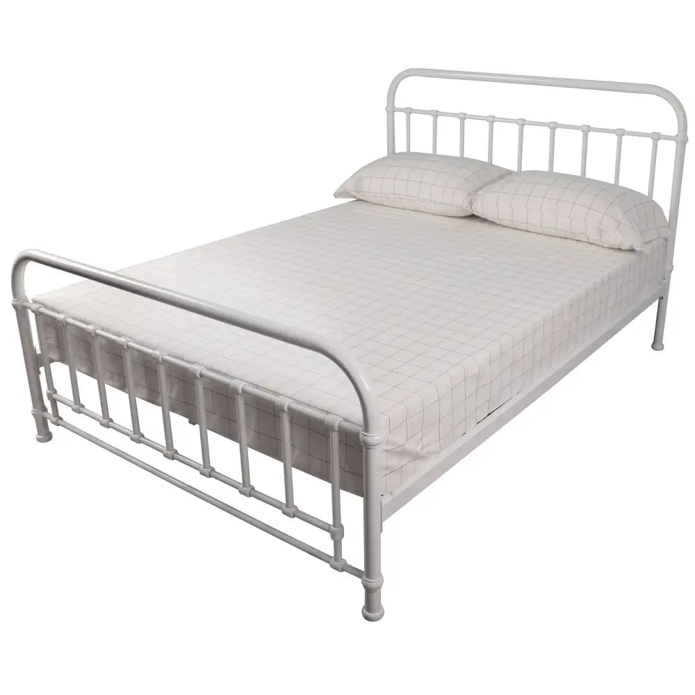 Metallica Double Bed Size Metal Frame Platform Mattress Base - White - Furniture > Bedroom