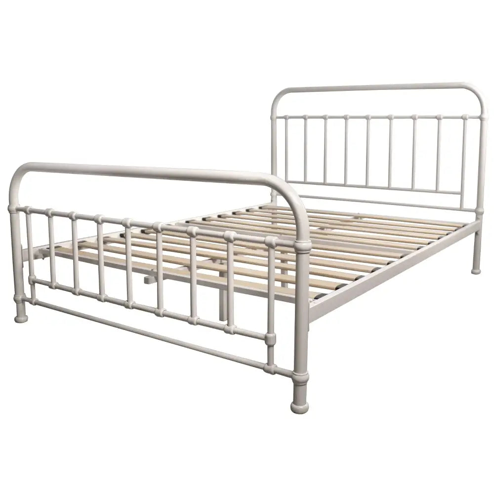 Metallica Double Bed Size Metal Frame Platform Mattress Base - White - Furniture > Bedroom