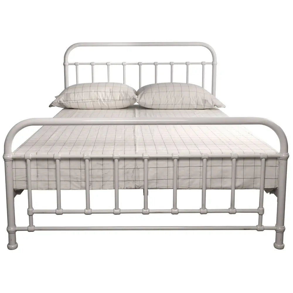 Metallica Double Bed Size Metal Frame Platform Mattress Base - White - Furniture > Bedroom