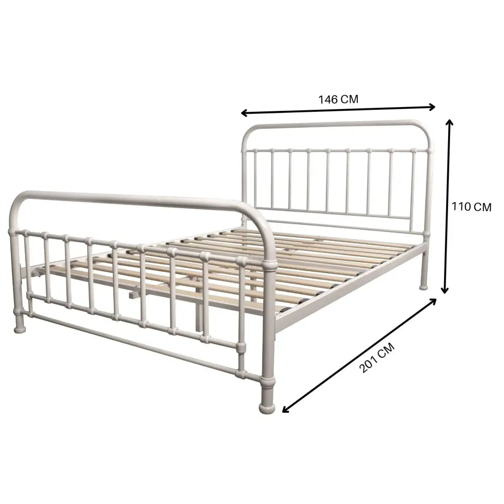 Metallica Double Bed Size Metal Frame Platform Mattress Base - White - Furniture > Bedroom