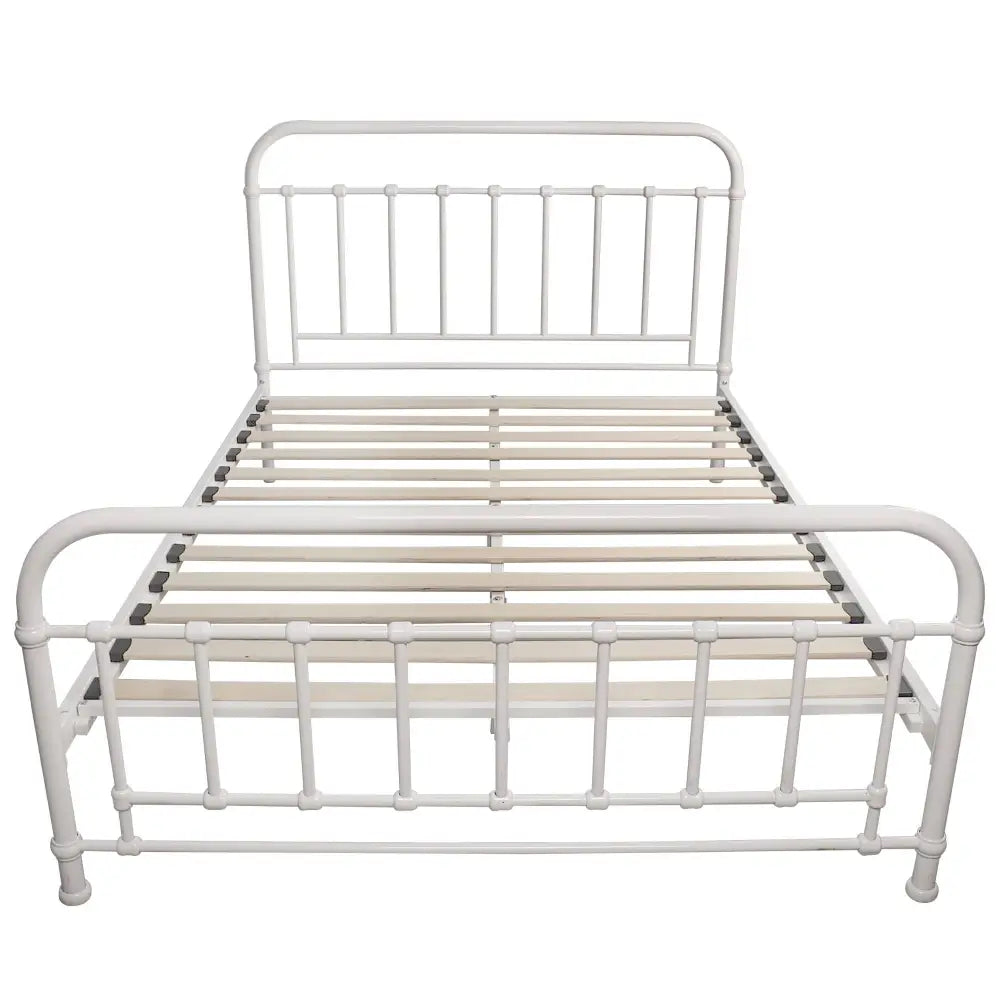 Metallica Double Bed Size Metal Frame Platform Mattress Base - White - Furniture > Bedroom