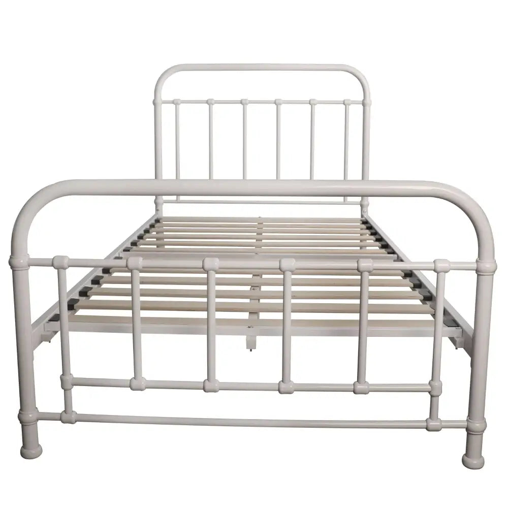Metallica King Single Bed Size Metal Frame Platform Mattress Base - White - Furniture > Bedroom